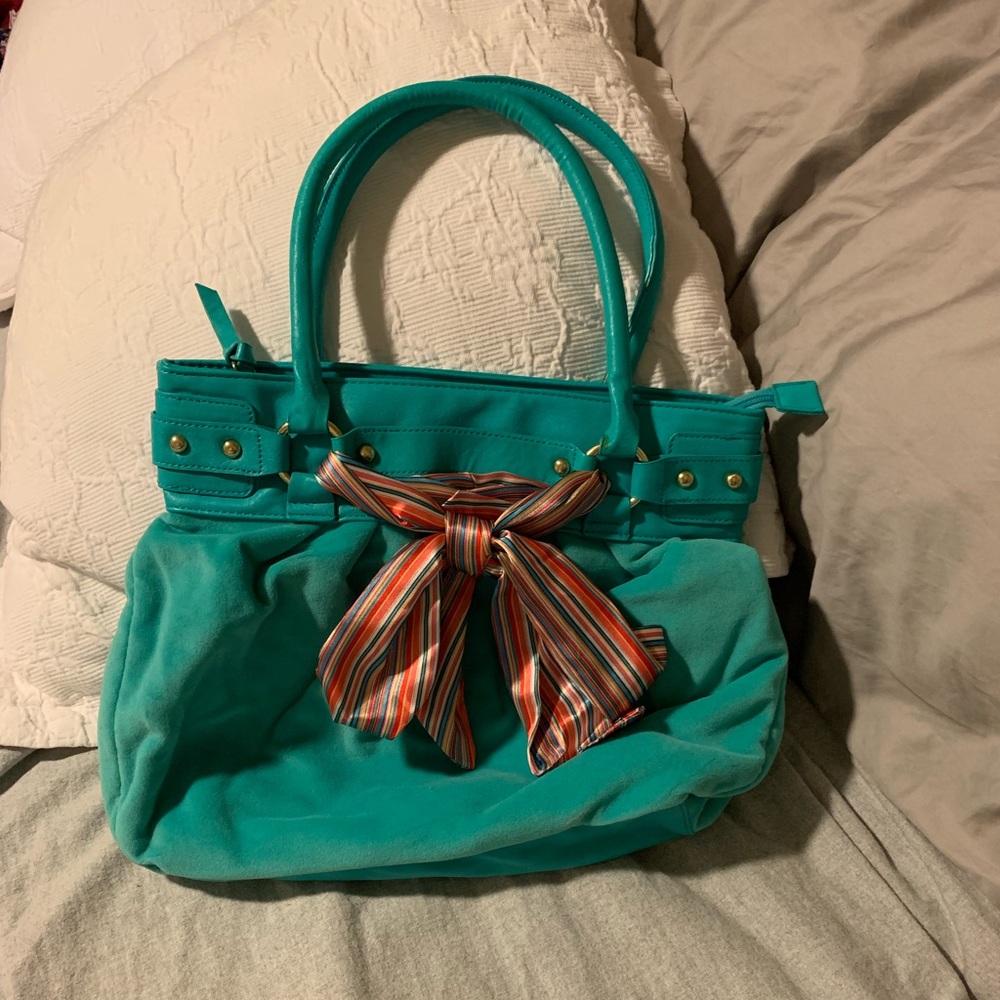 Gorgeous velour turquoise shoulder bag from Aldo.